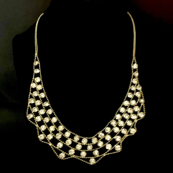 Silver Tone and Rhinestone Collar Necklace - Picture 3 of 8